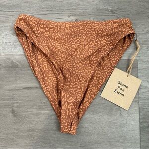 nwt stone fox swim wild cat animal print high waist bikini bottoms Small Womens